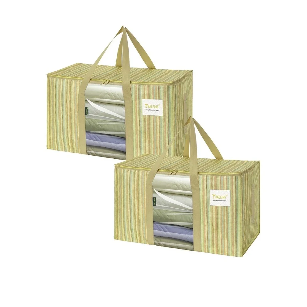BALEINE 6 Pack Extra Large Moving Bags with Windows Color Stripe Heavy Duty Tote